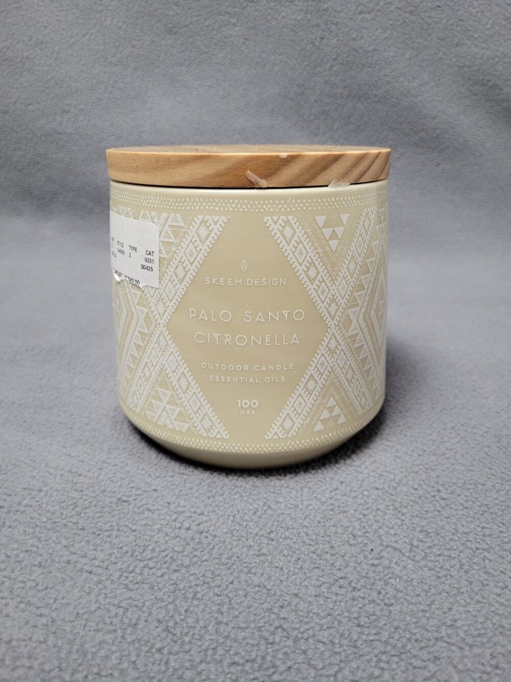 Skeem Design Palo Santo Citronella Outdoor candle Wood Top Ceramic Container